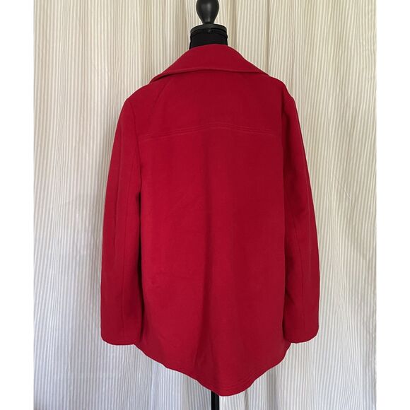 J Jill Womens Red Wool Blend Peacoat Jacket Med Classic Double Breasted Winter - Picture 4 of 8